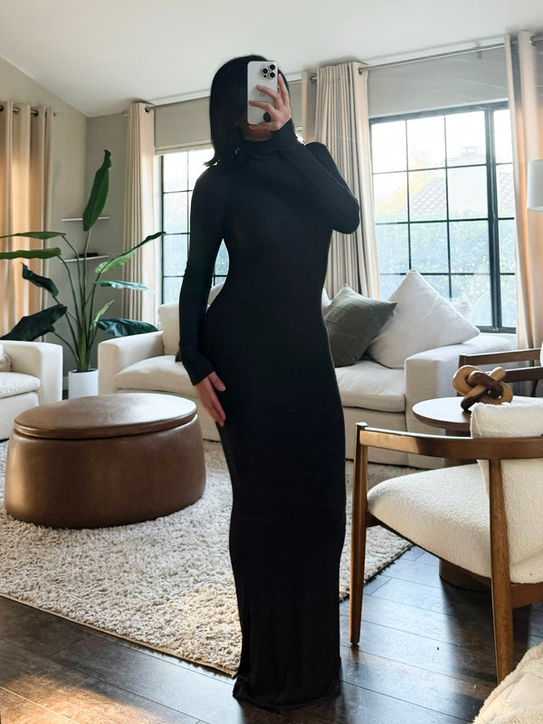 Mandee Turtleneck Maxi Dress (Charcoal) Small