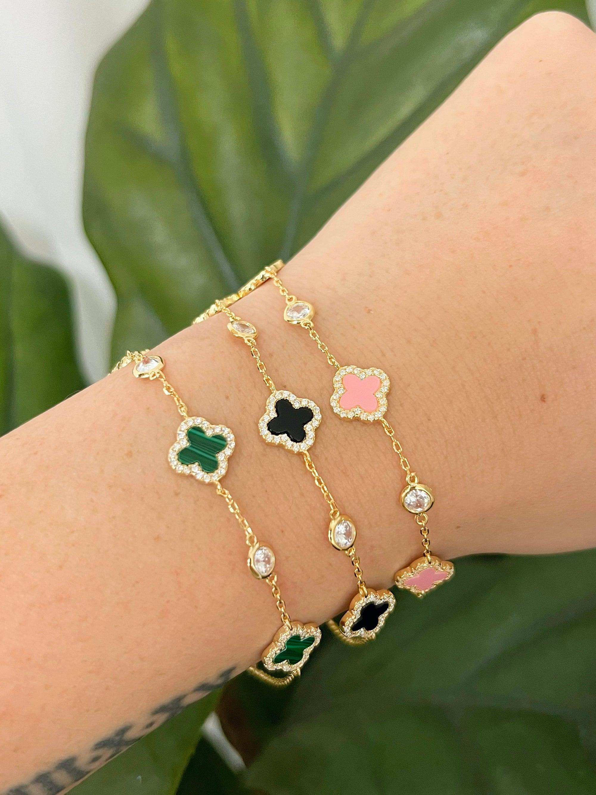 Ana Clover Bracelet (Gold/Emerald)