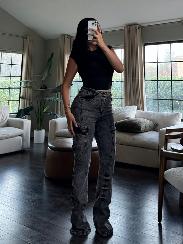 Victoria Cargo Pants (Washed Black) - Laura's Boutique, Inc
