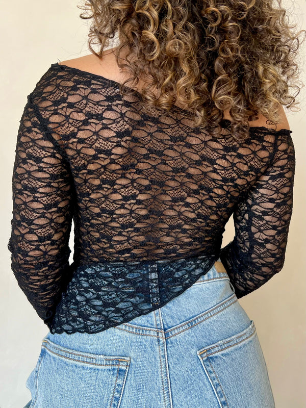 Gissele Lace Long Sleeve (Black) - Laura's Boutique, Inc