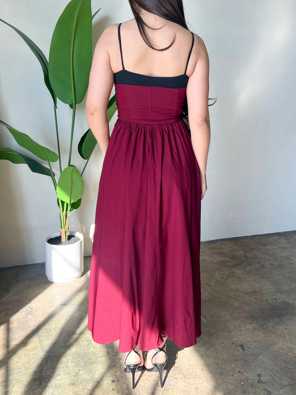 nordstrom rack burgundy dress Lydia Corset Midi Dress (Burgundy) Small