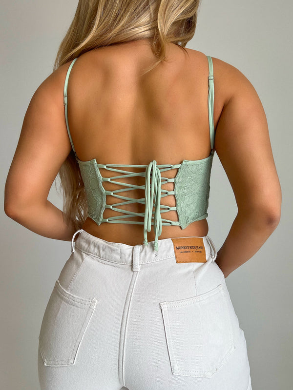 Ariel Corset Top (Sage) - Laura's Boutique, Inc