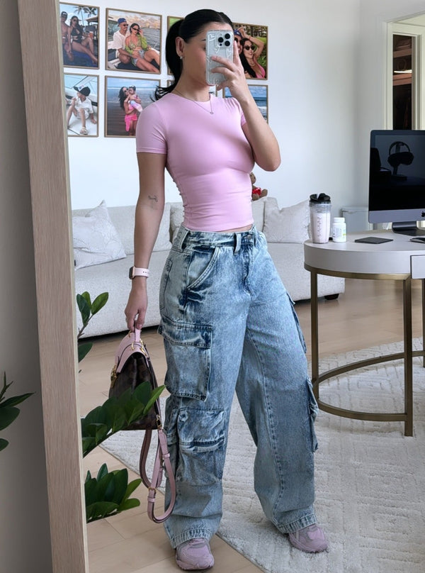 Alexia Denim Cargo Pants (Light Denim Wash) - Laura's Boutique, Inc