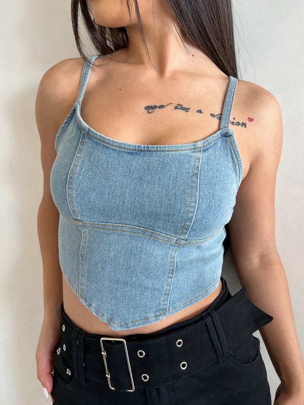 Vivian Denim Bralette (Blue) - Laura's Boutique, Inc