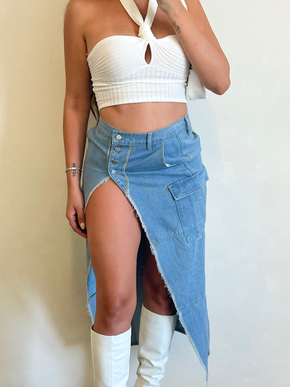 Amelia Denim Skirt (Medium Denim)