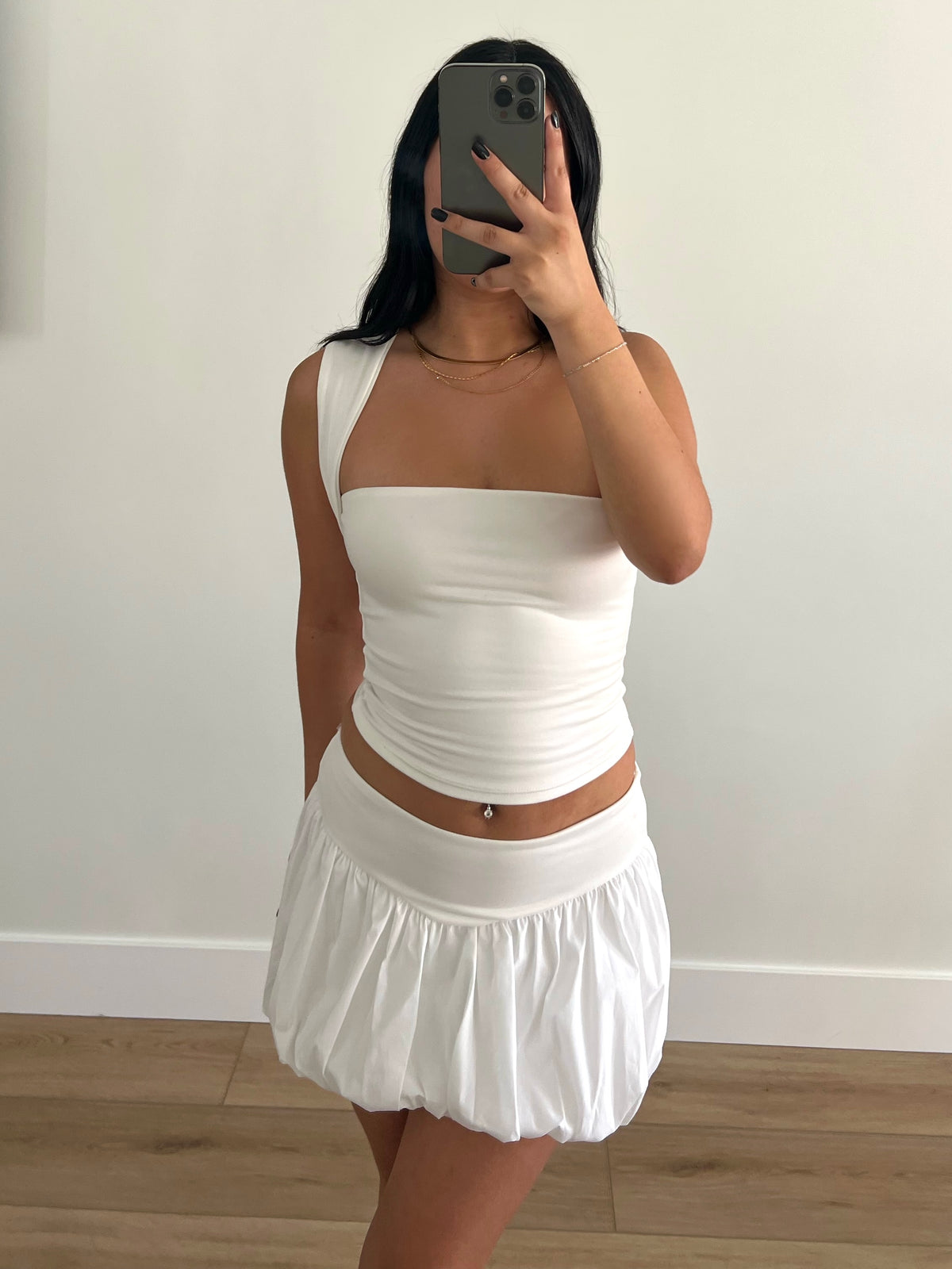 Nadia Bubble Skirt (White)