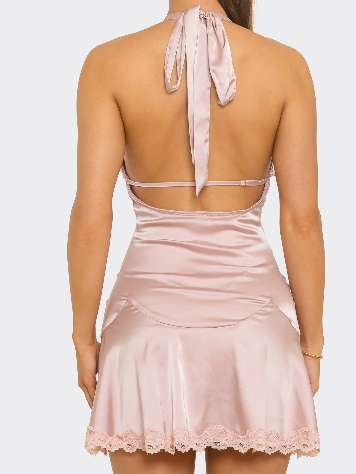 Bryanna Satin Dress (Pink)