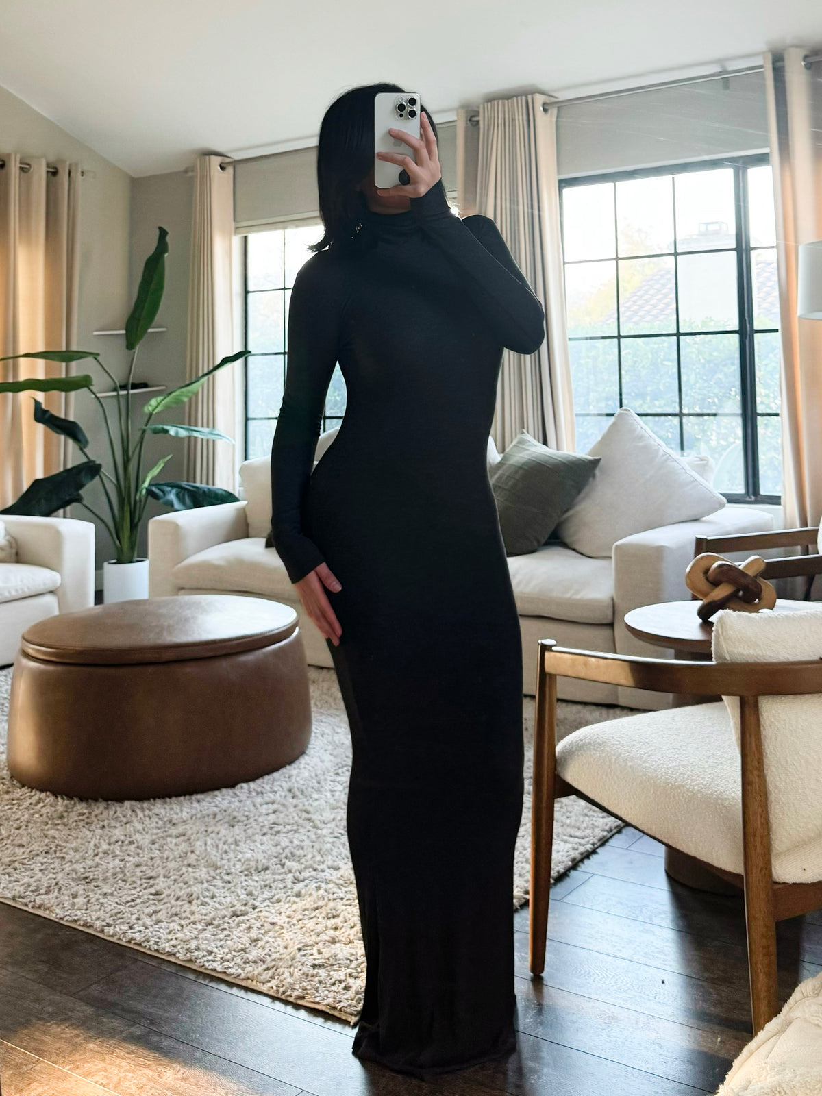 Mandee Turtleneck Maxi Dress (Charcoal)