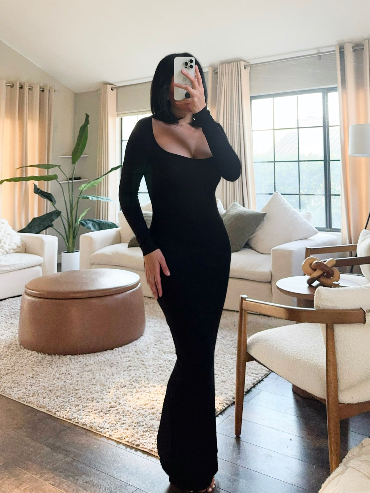 Selena Long Sleeve Maxi Dress (Black)