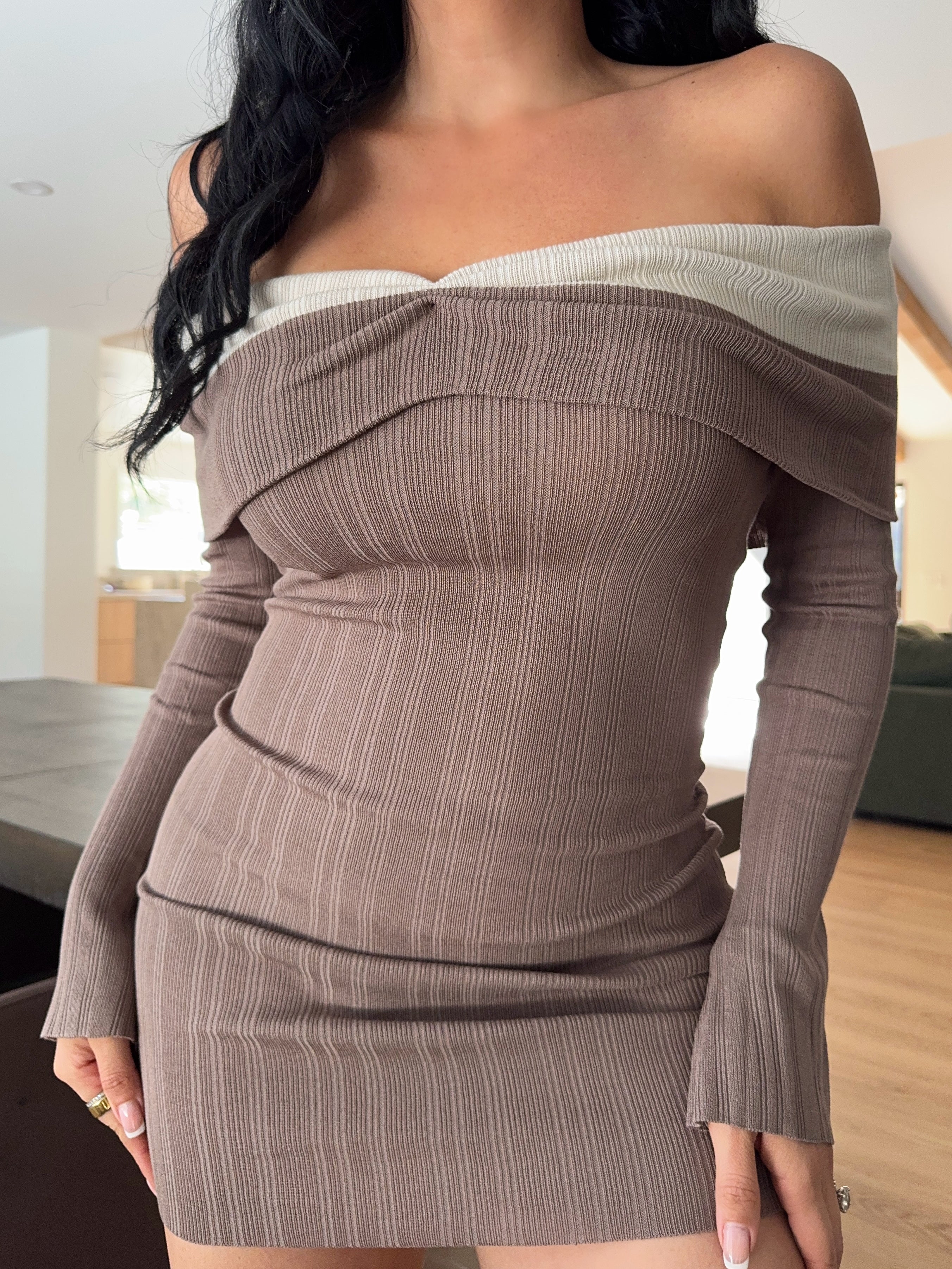 knit dress small Kenia Knit Dress (Brown) Large