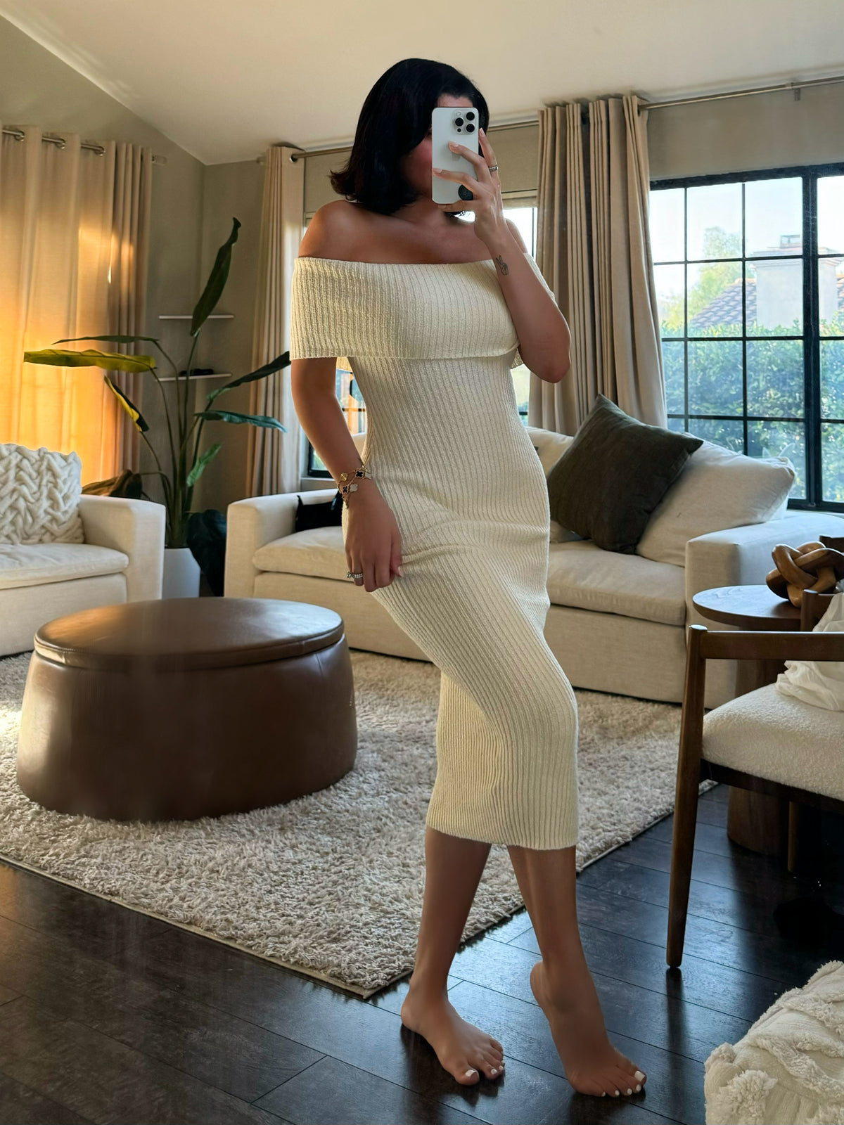 Marissa Off the Shoulder Dress (Cream)