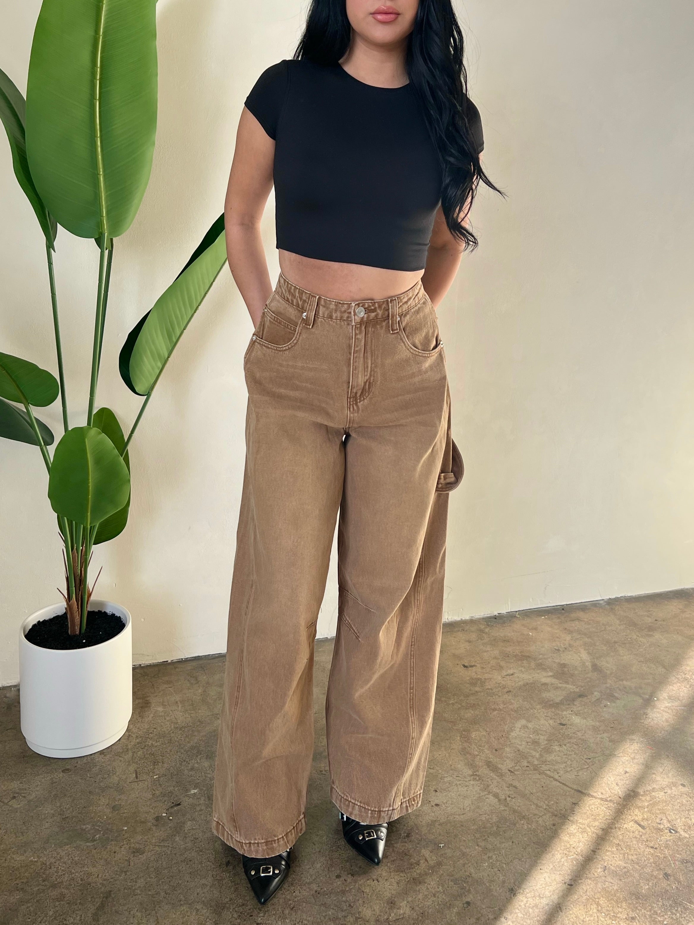 Vanessa Baggy Jeans (Brown) - Laura's Boutique, Inc
