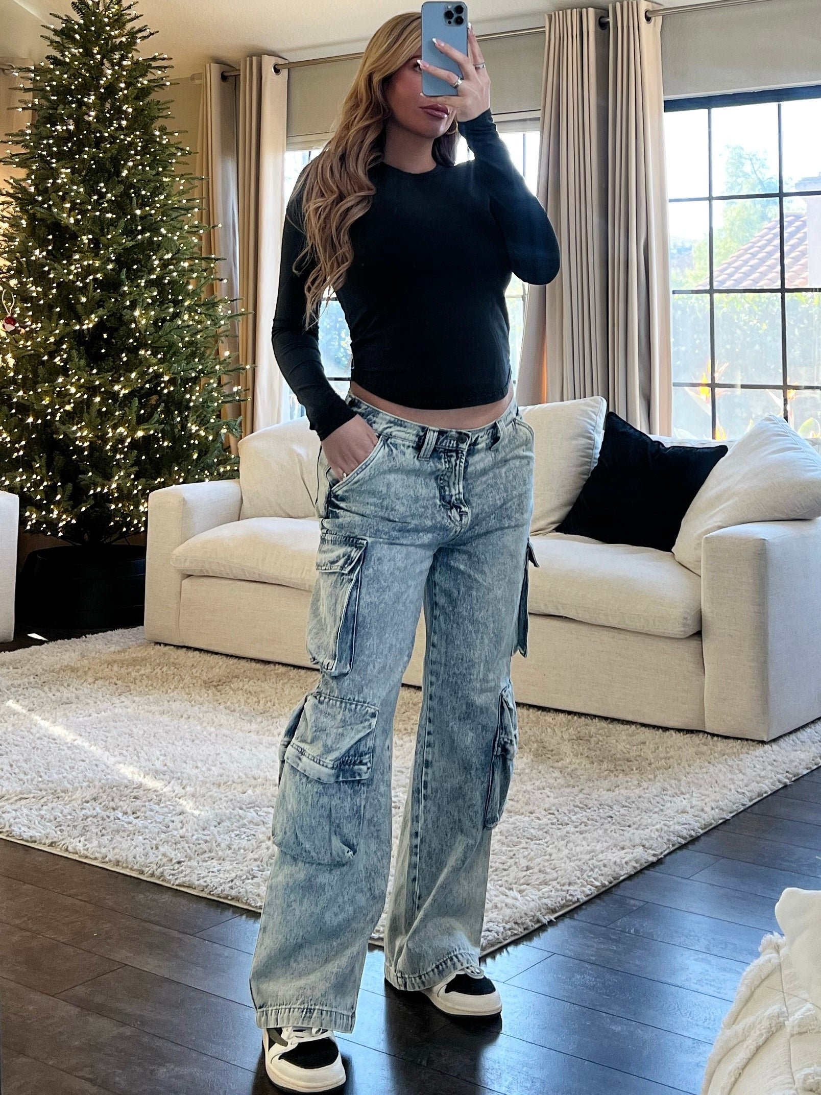 Alexia Denim Cargo Pants (Light Denim Wash) - Laura's Boutique, Inc