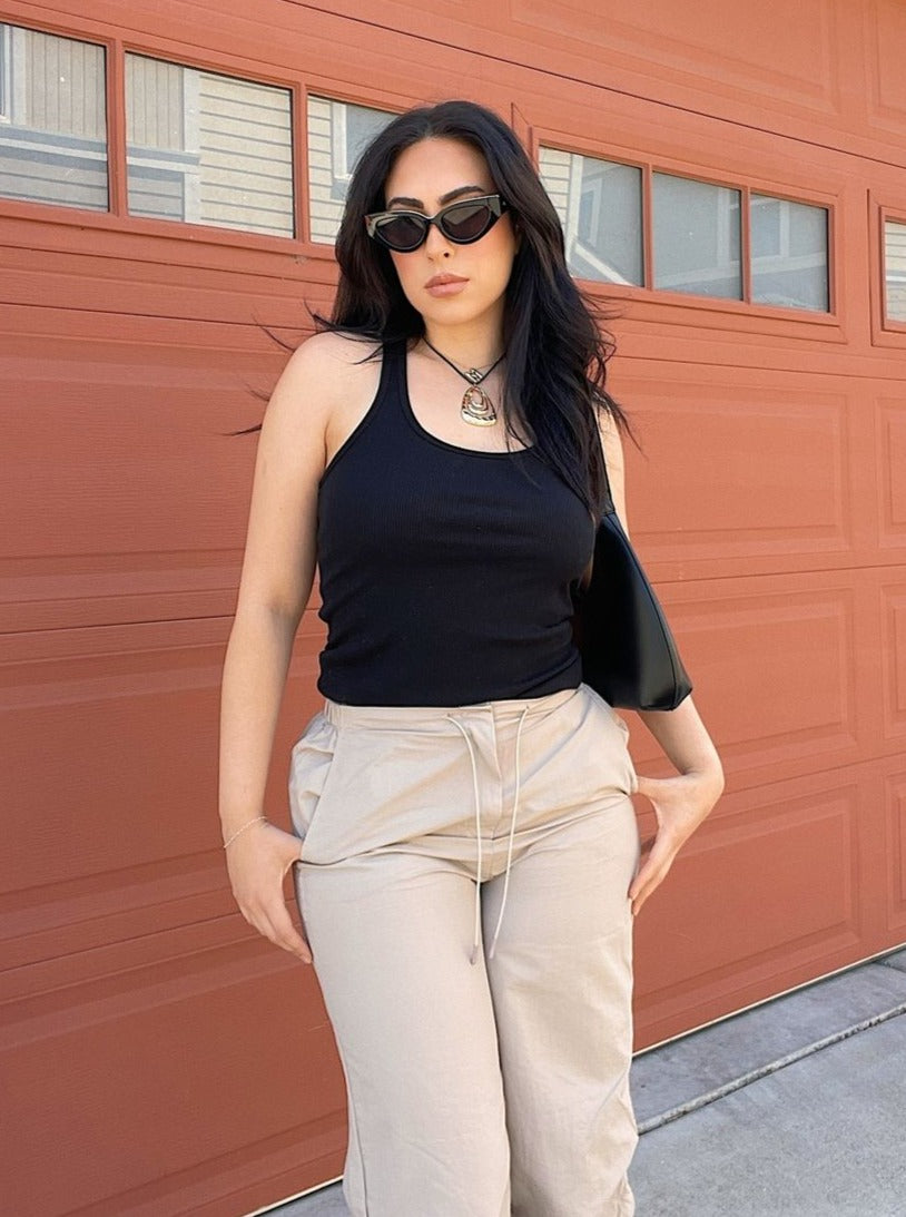 Isabel Low Rise Cargo Pants (Khaki)