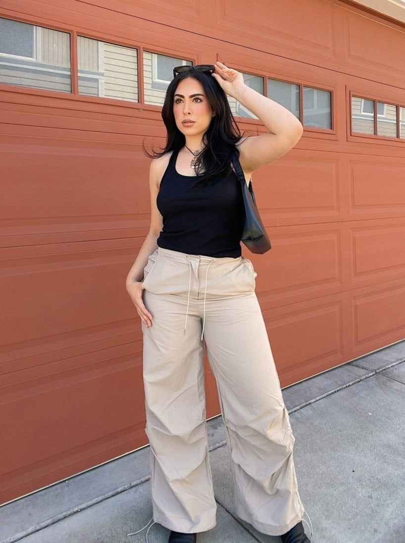 Isabel Low Rise Cargo Pants (Khaki)