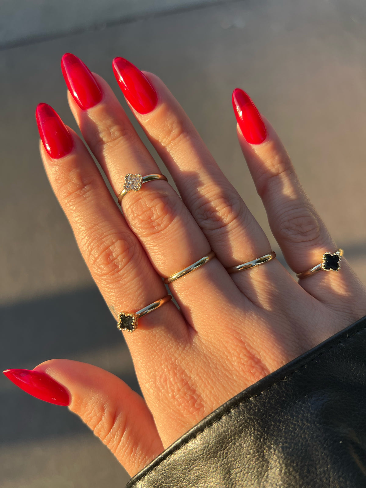 Bricia Clover Ring Set (Black)