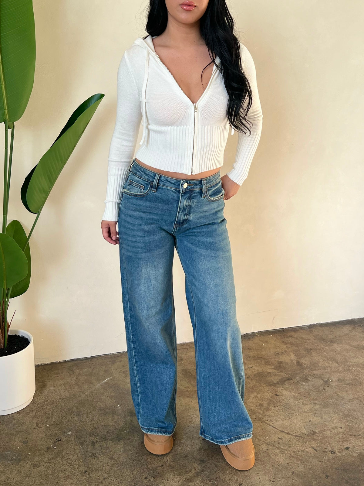 Hannah Wide Leg Jeans (Medium Denim)