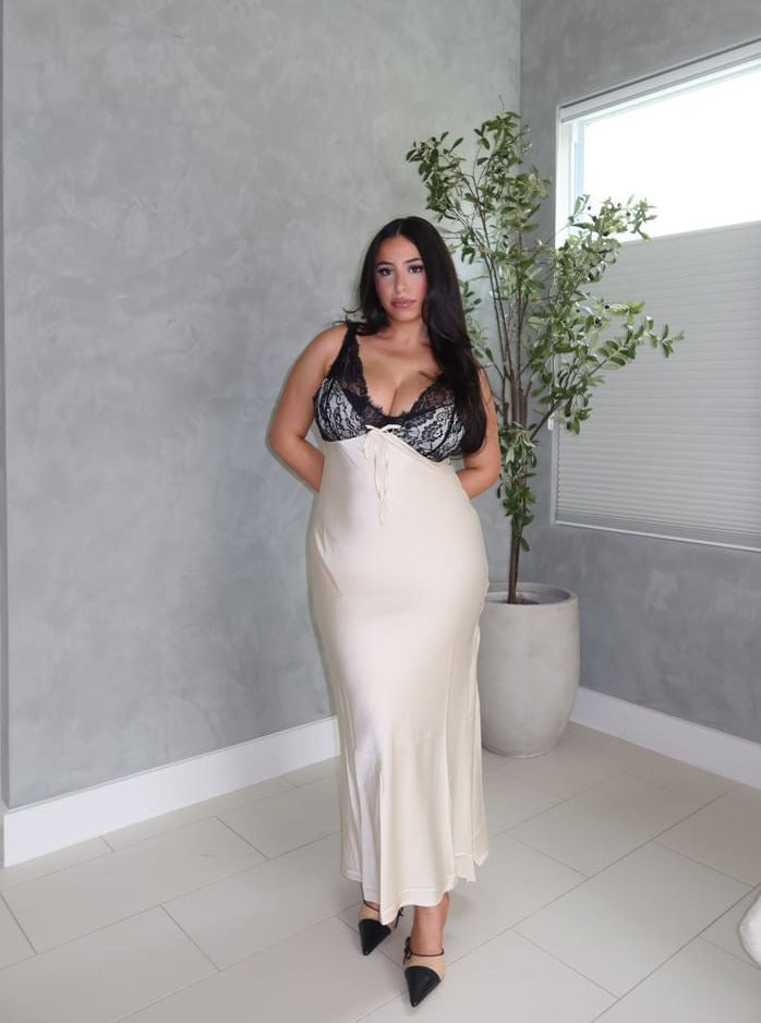 Jessie Satin Dress (Ivory)