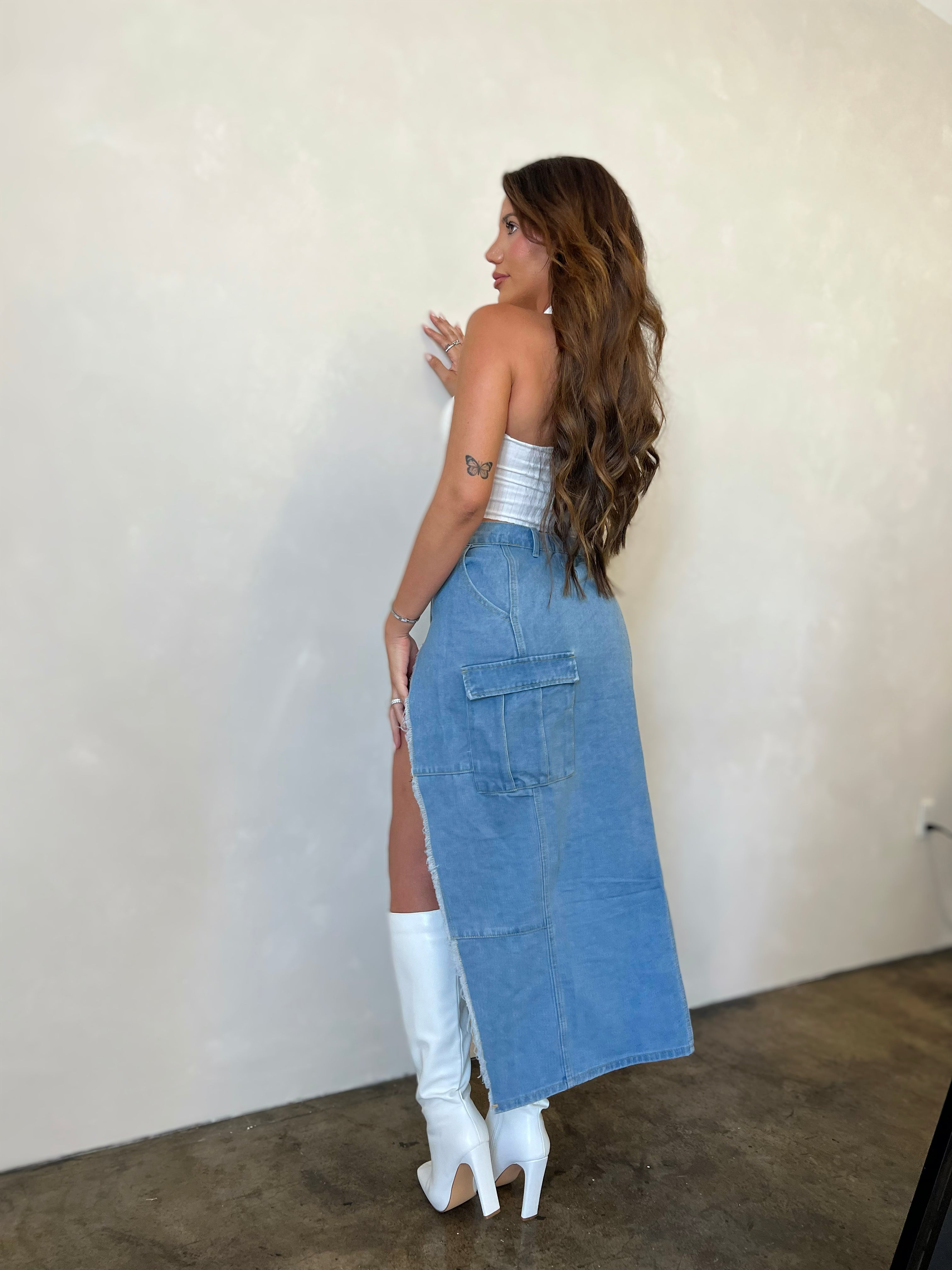Amelia Denim Skirt (Medium Denim) Large