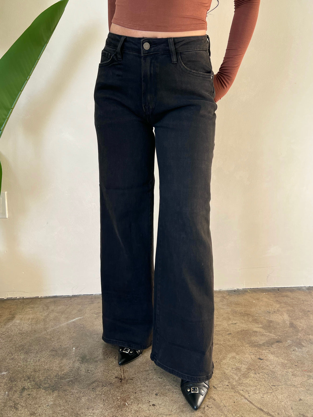 Marisol Wide Leg Jeans (Black Denim)