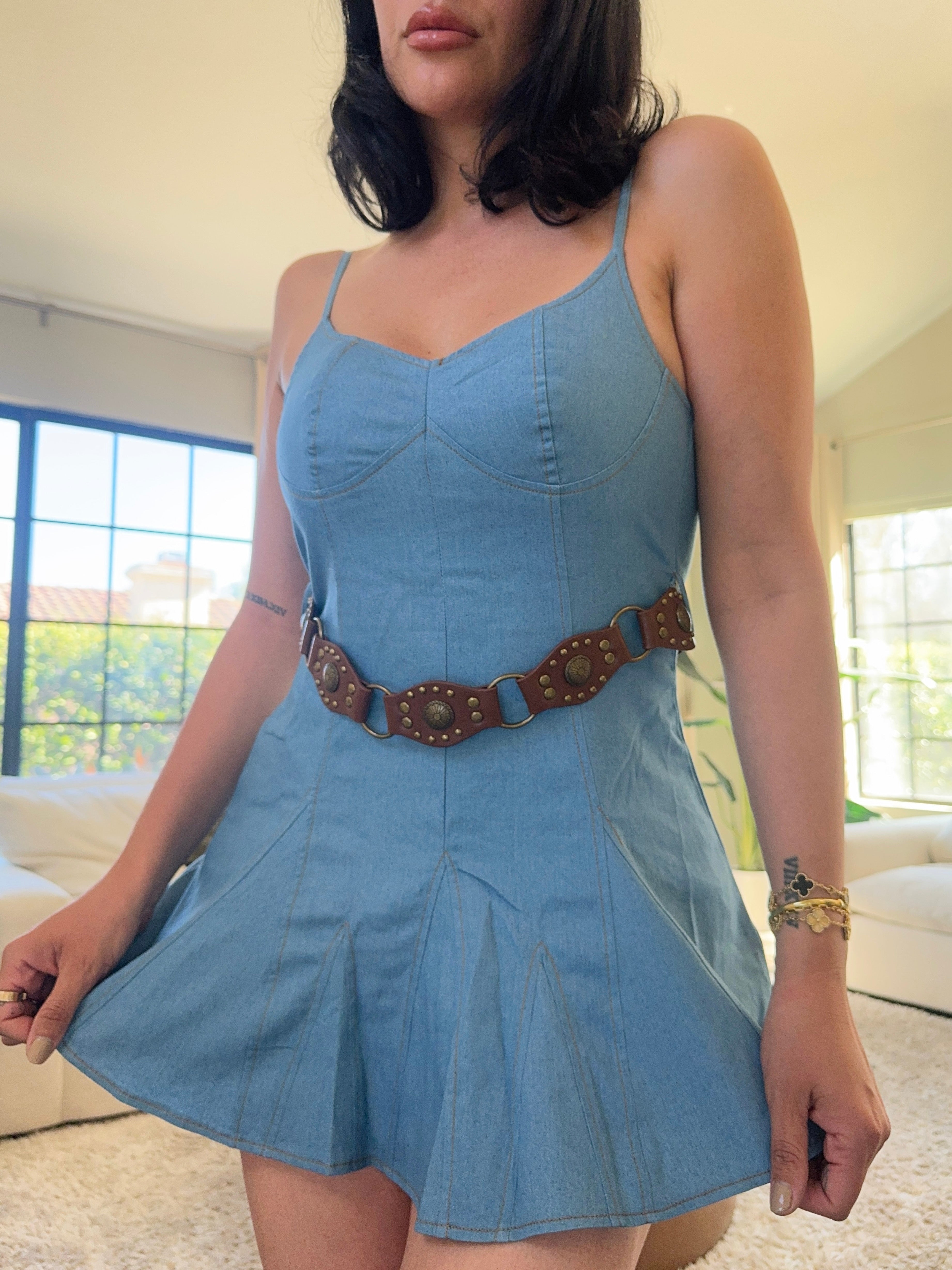 Jennifer Flare Denim Dress (Light Denim) Small