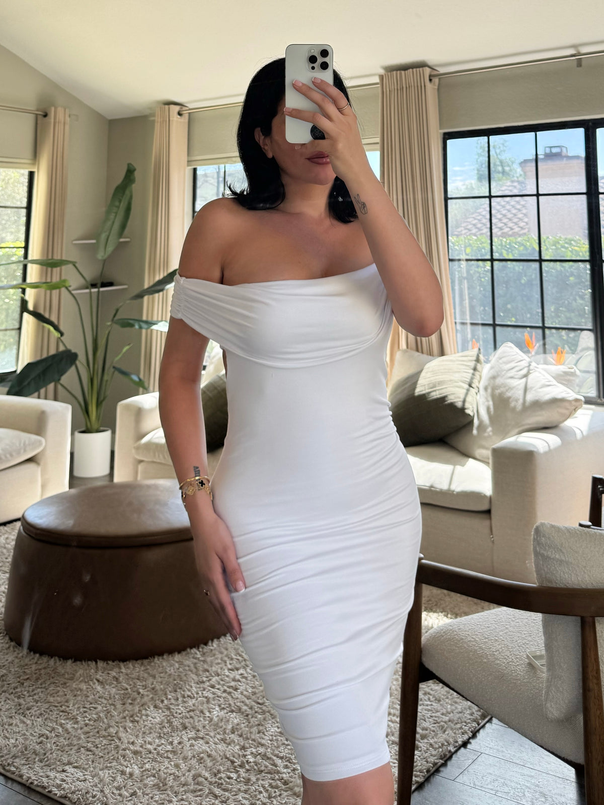 Celeste Off the Shoulder Dress (White)