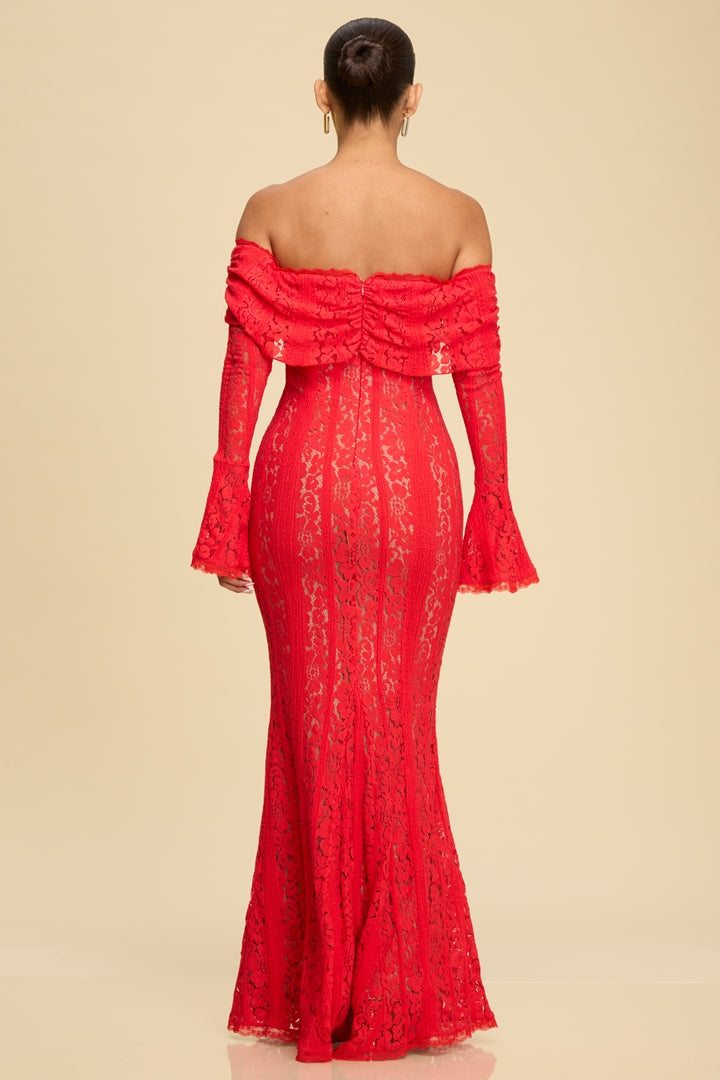 Mariah Lace Gown (Red)