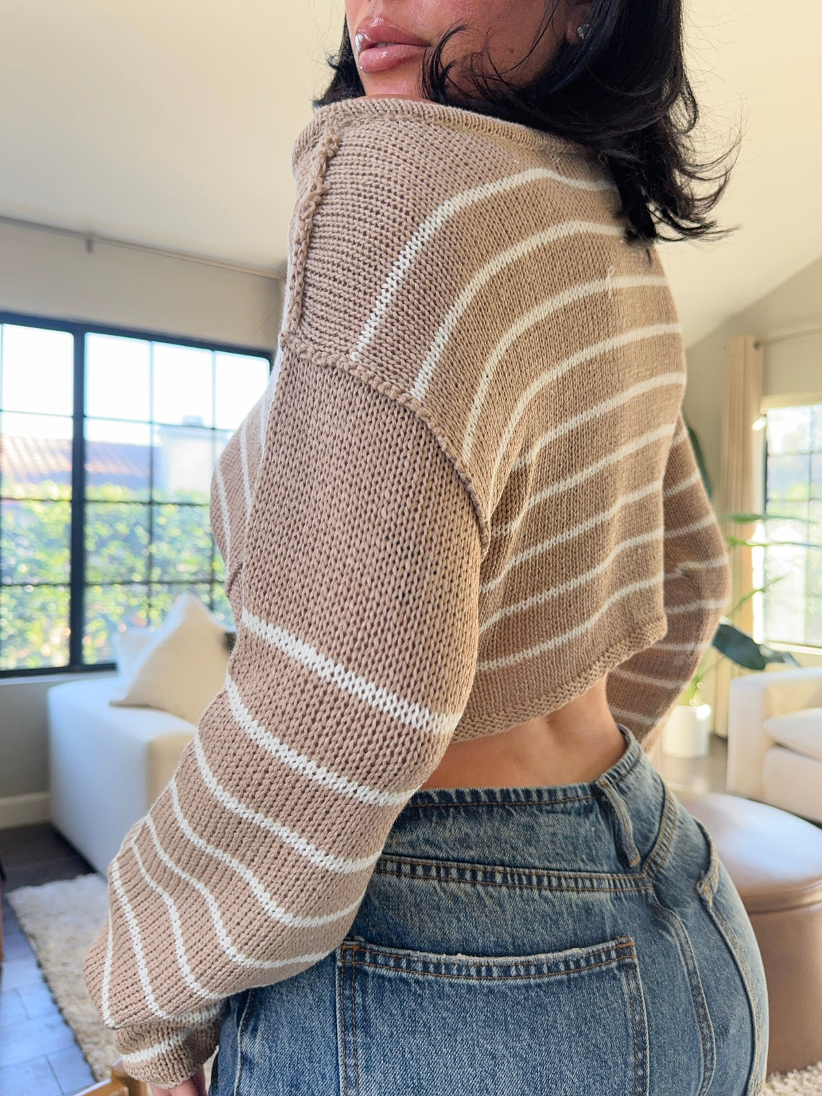 Karina Stripped Knit Sweater (Khaki)