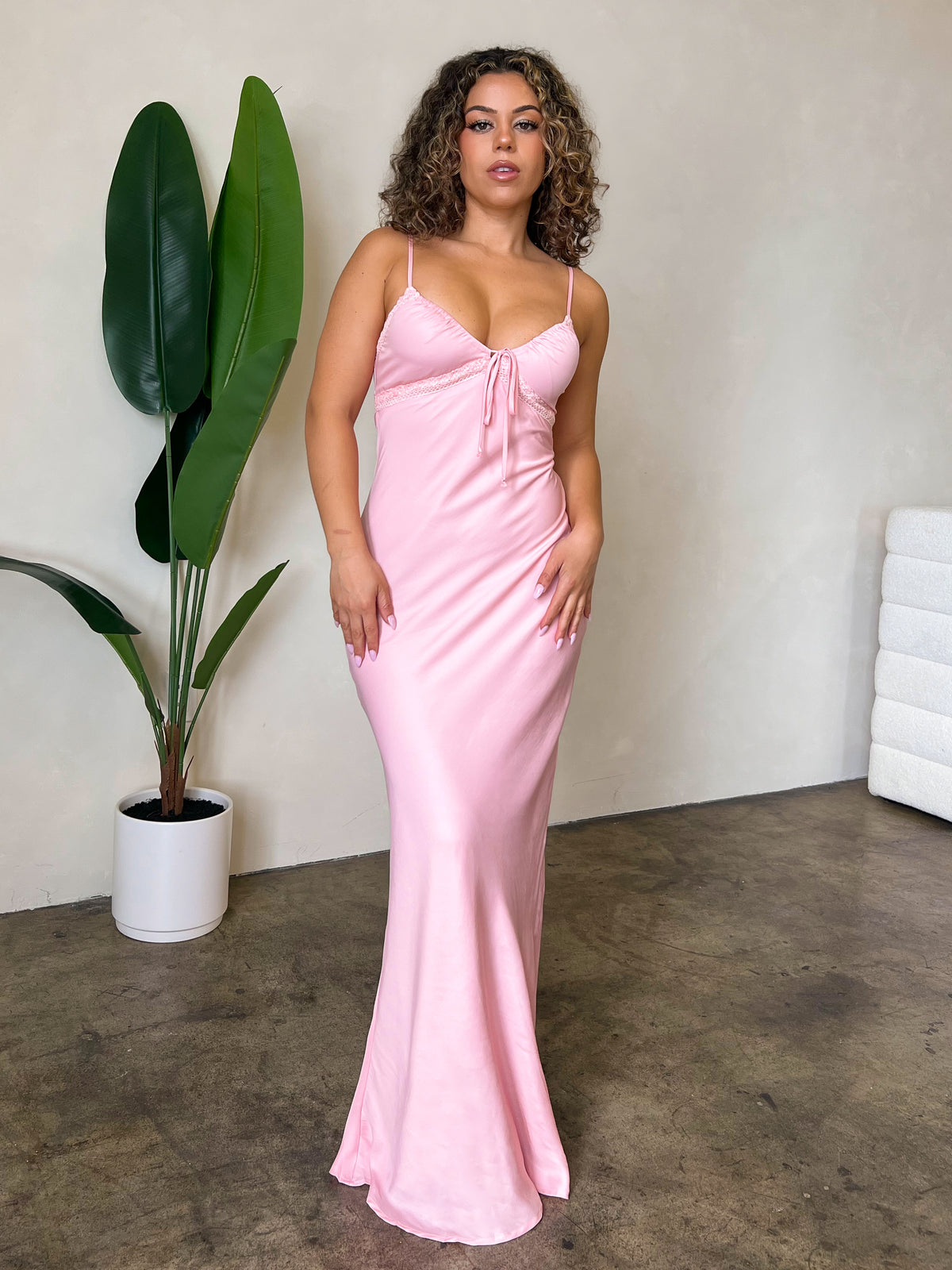 light pink boutique dress Zya Light Pink Satin Maxi Dress - 10