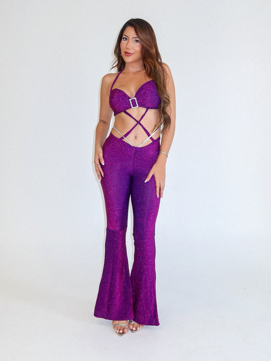 Purple bell shop bottom jumpsuit