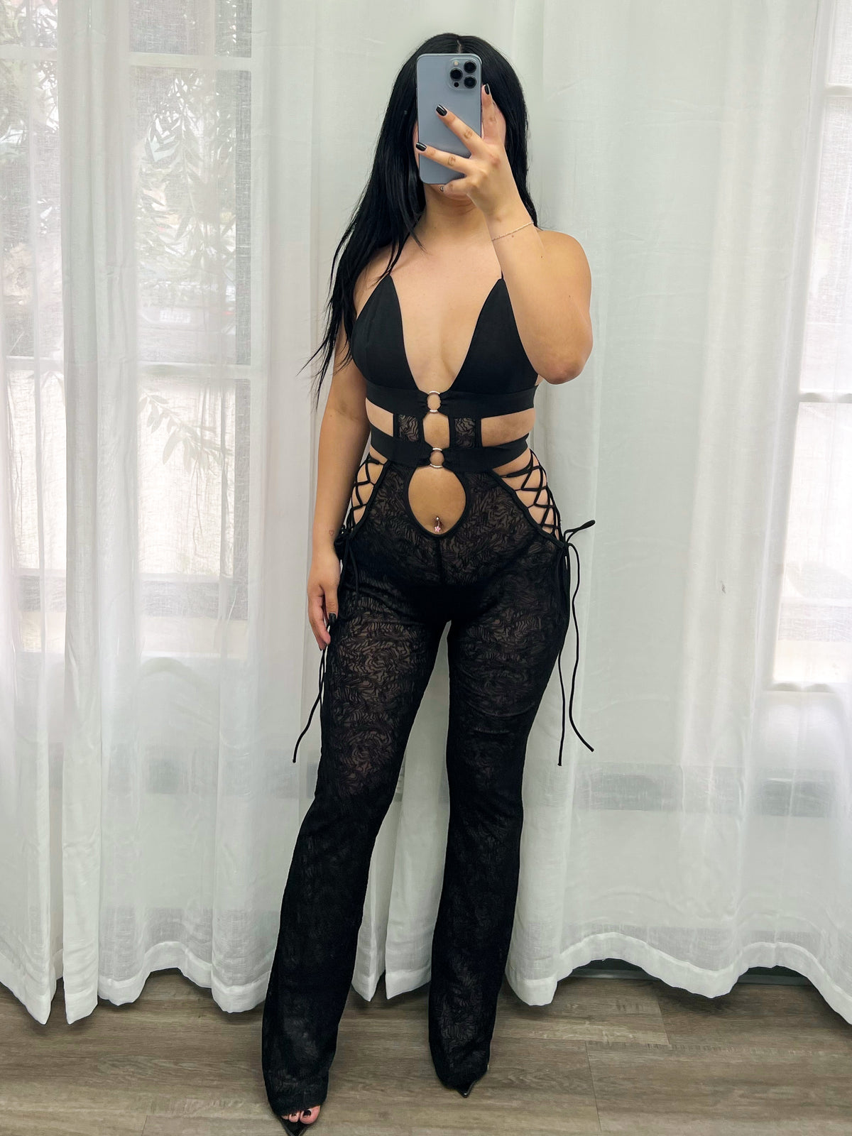 Savannah Mesh Jumpsuit (Black)