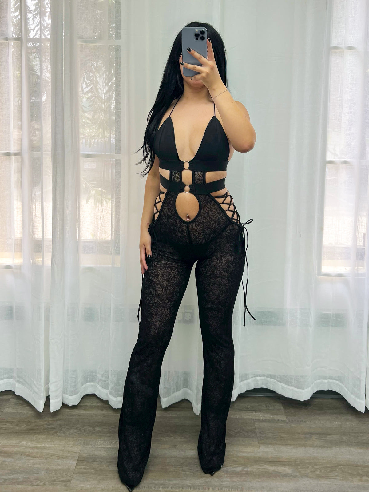 Savannah Mesh Jumpsuit (Black)