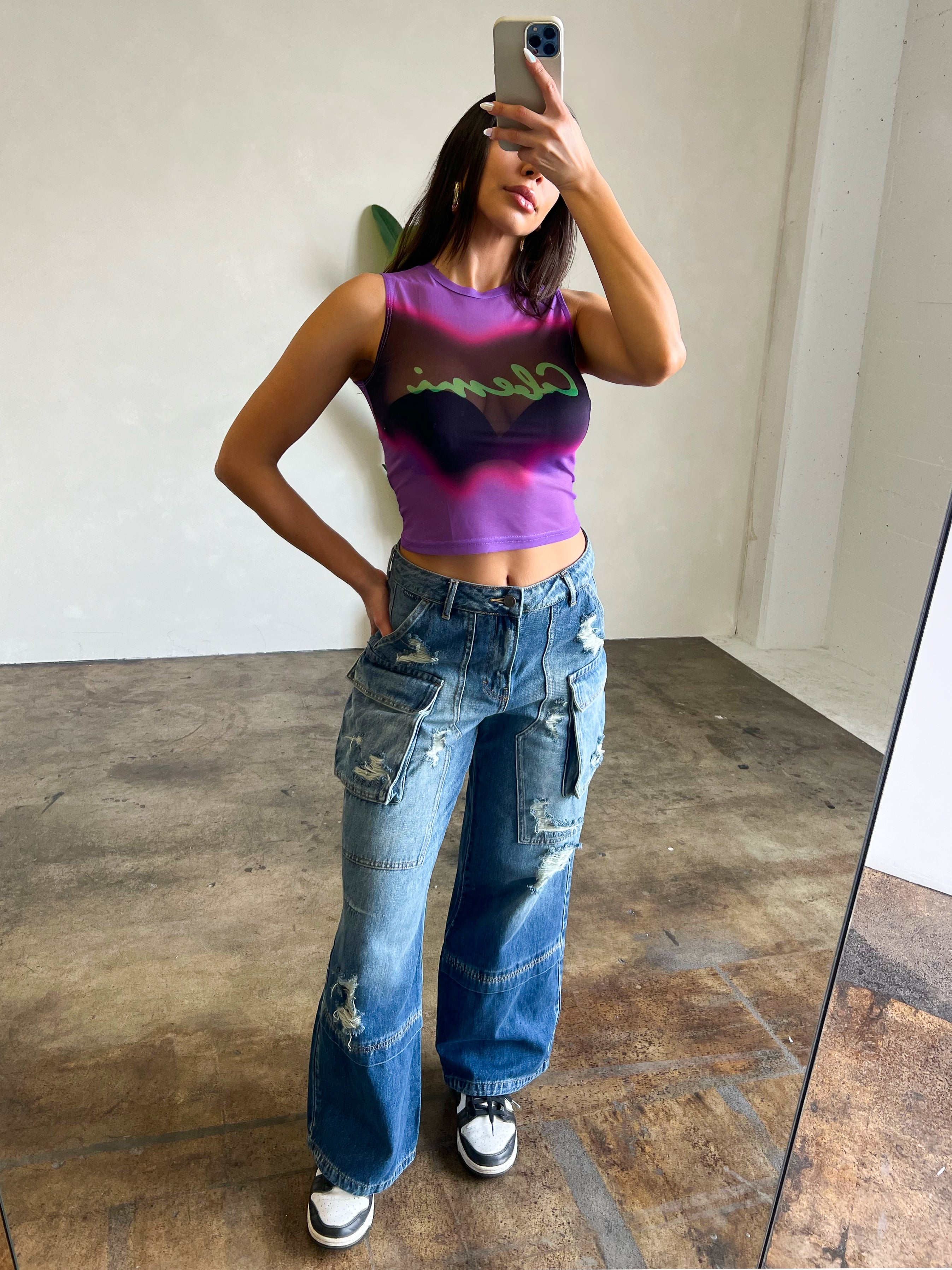 Aylin Cargo Jeans (Distressed Denim) - Laura's Boutique, Inc