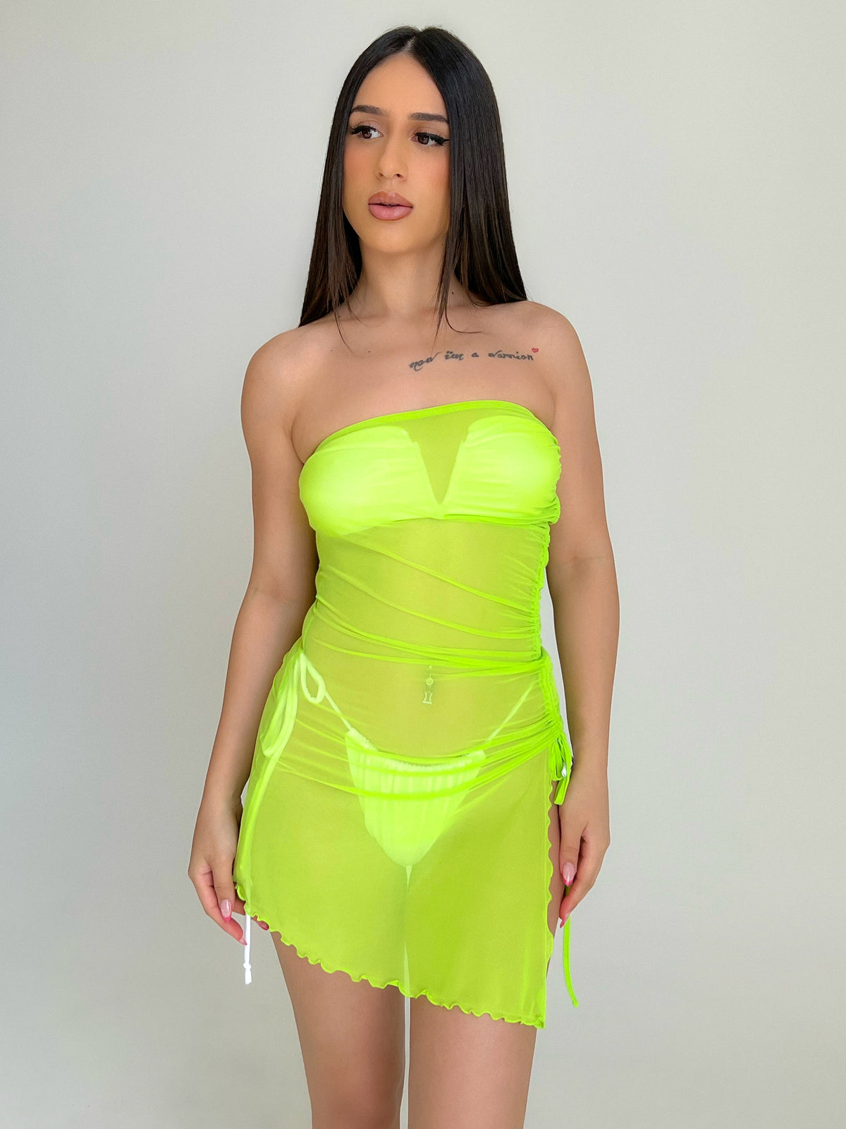 Sarah Sheer Tube Dress (Lime)