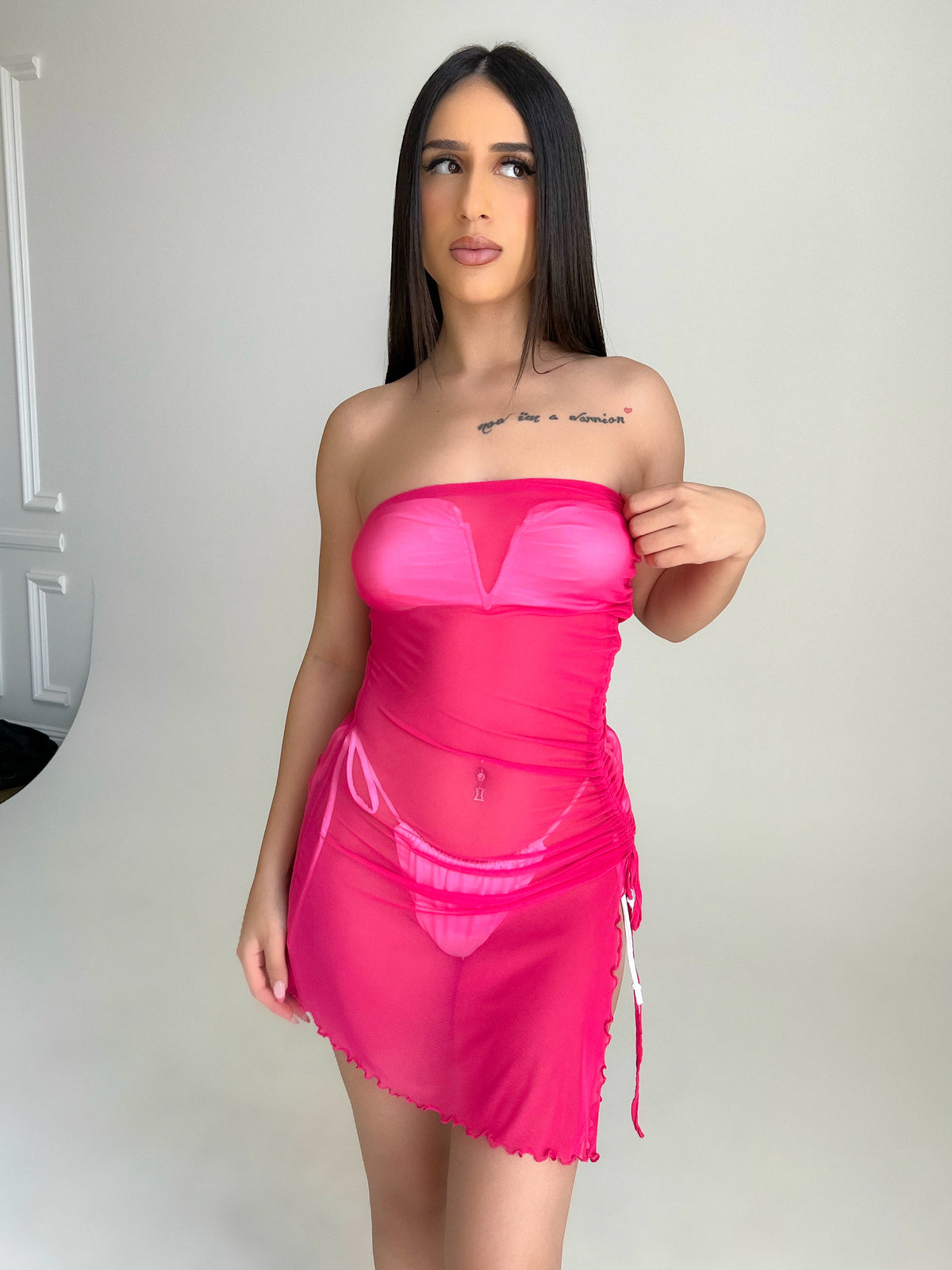 Sarah Sheer Tube Dress (Pink)