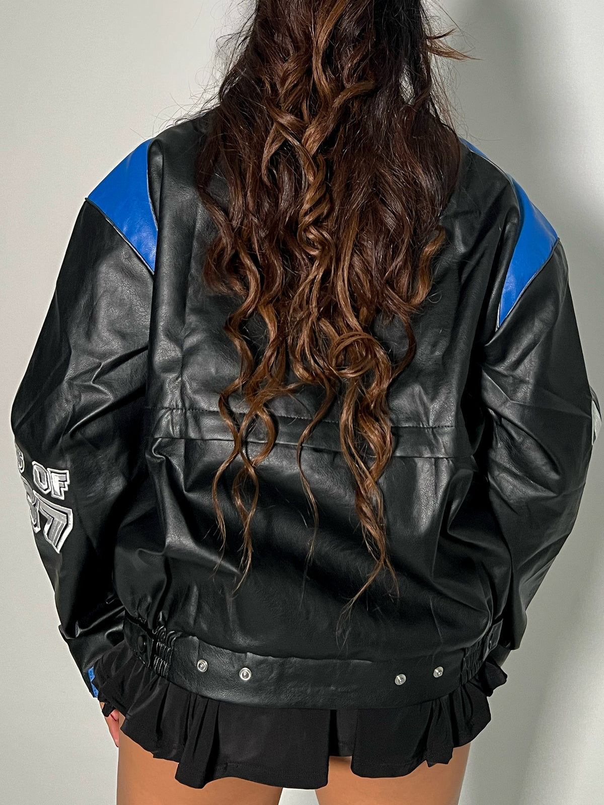 Isis Leather Racer Jacket (Blue)