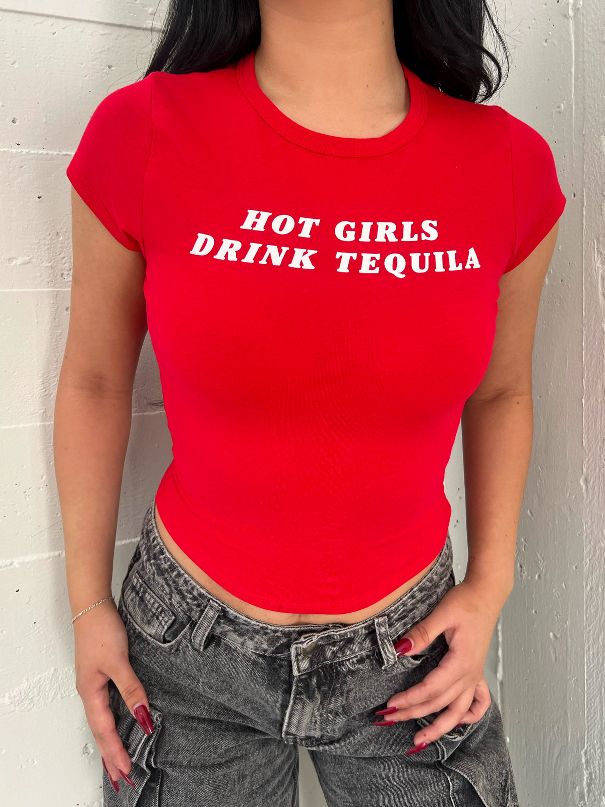 Hot Girls Drink Tequila Top (Red)