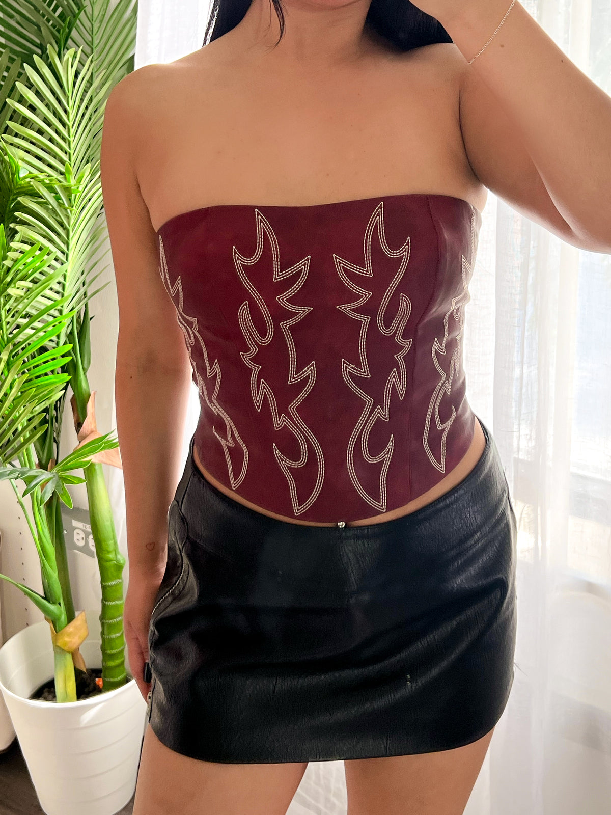 Gabby Corset Top (Dark Red)