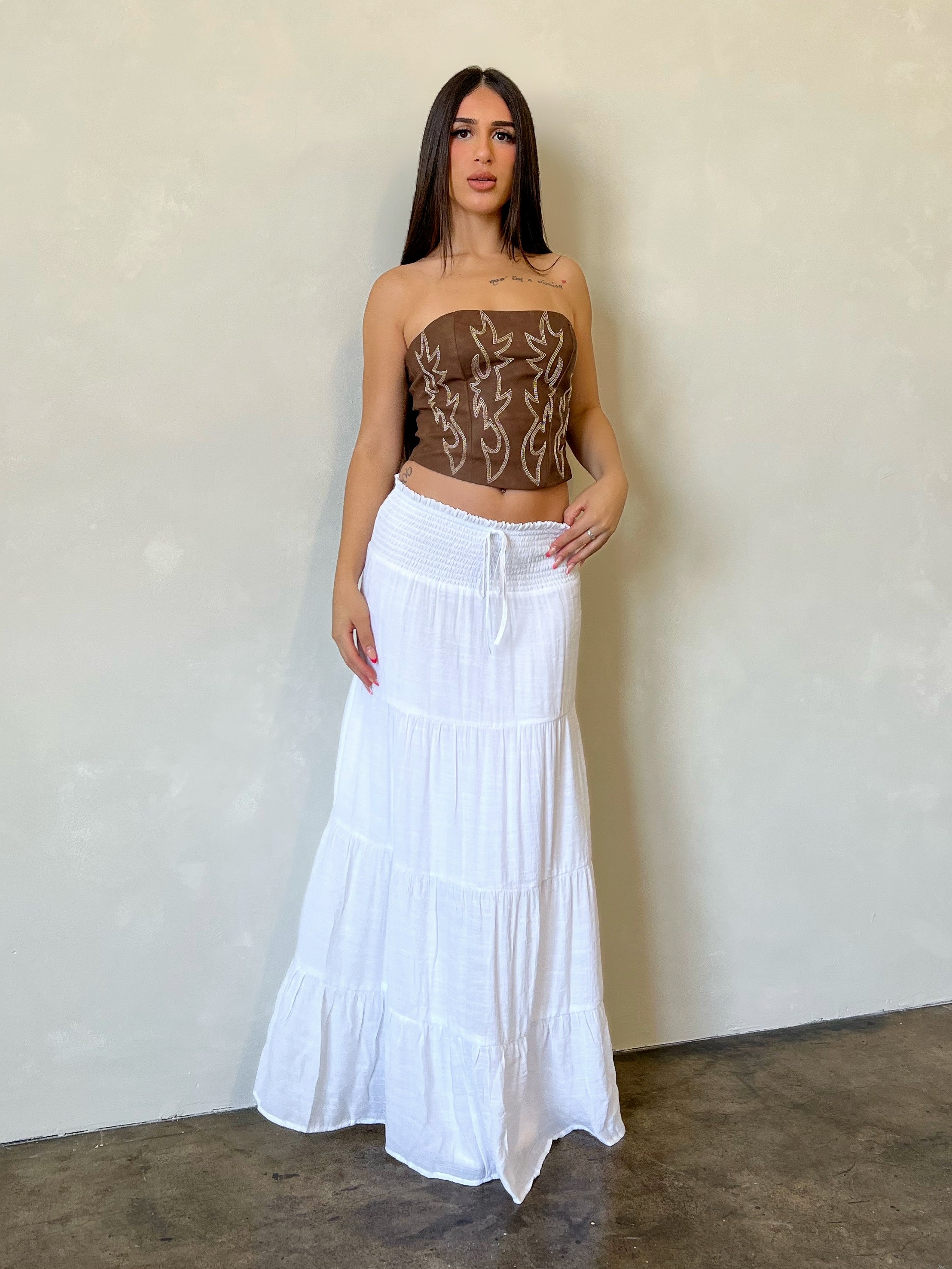 Boutique, Laura\'s Teresa Skirt Maxi - (White) Inc