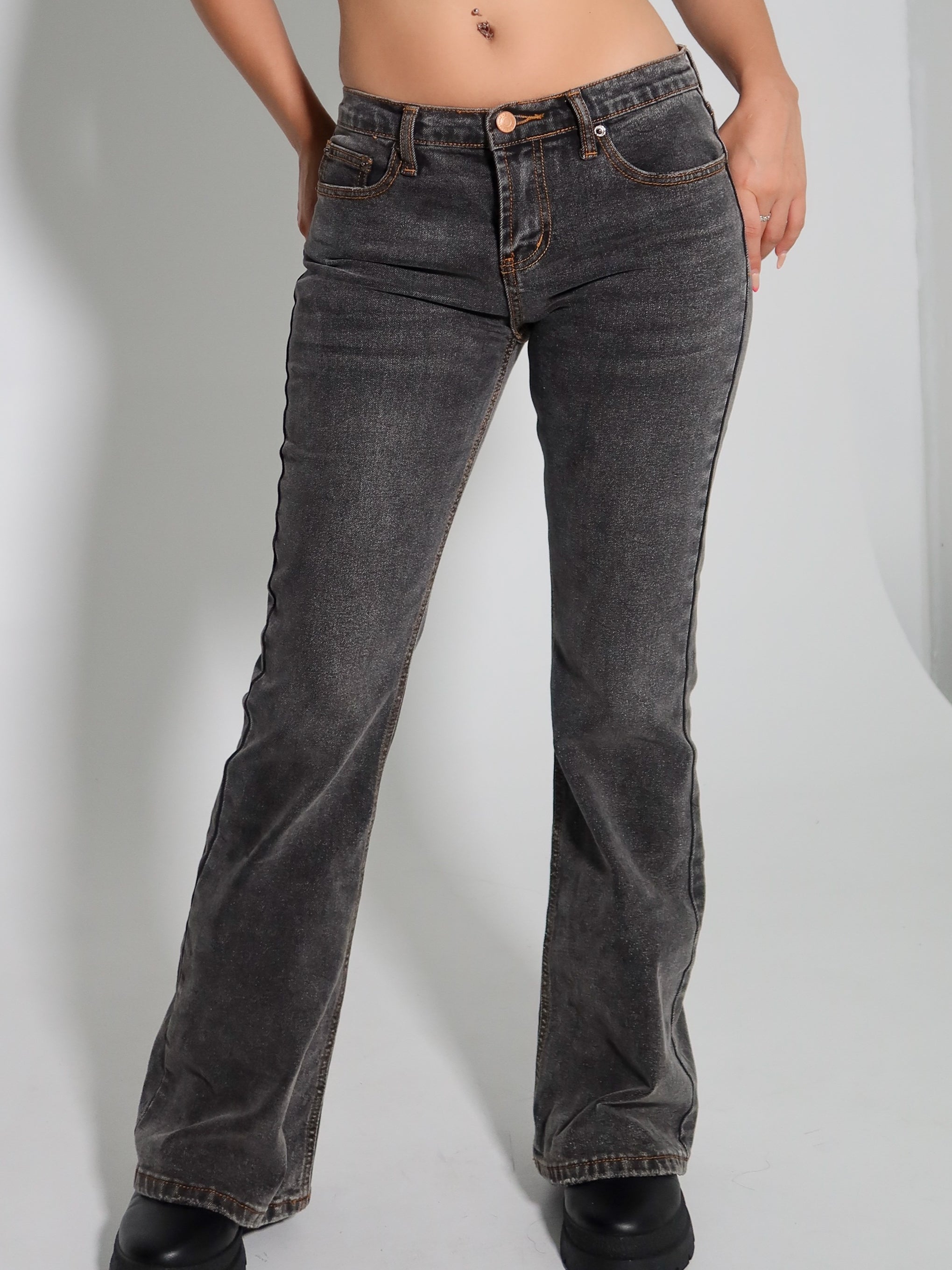 Christine Flare Jeans (Washed Black) - Laura's Boutique, Inc