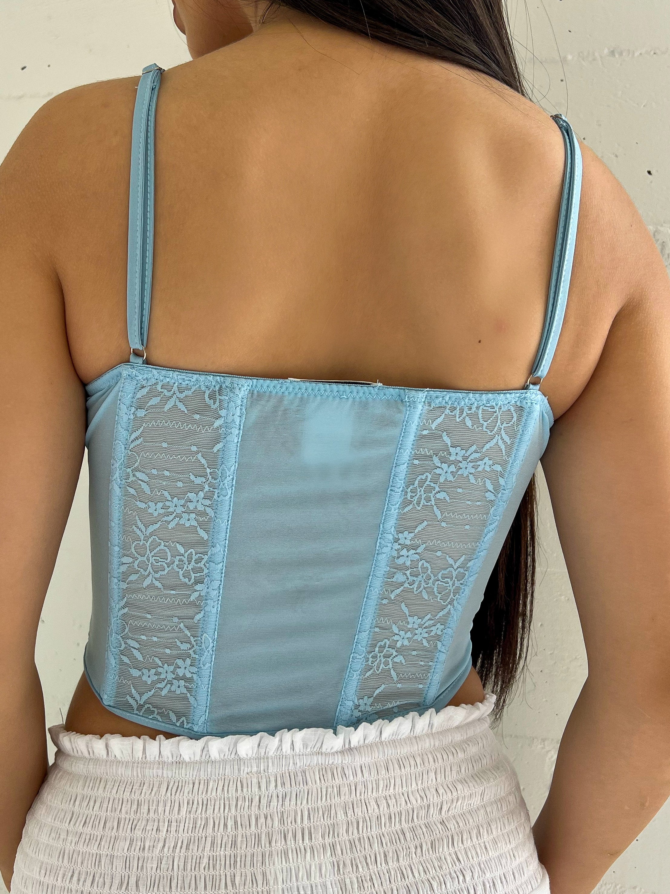 louisa light blue corset top