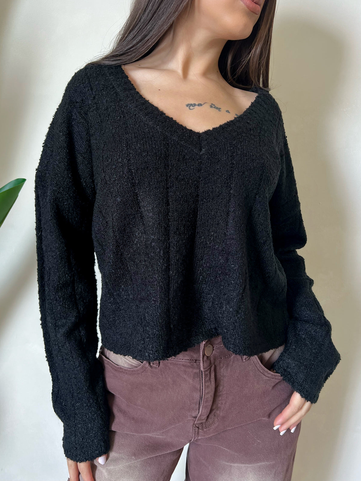 Cynthia Knit Sweater Top (Black)