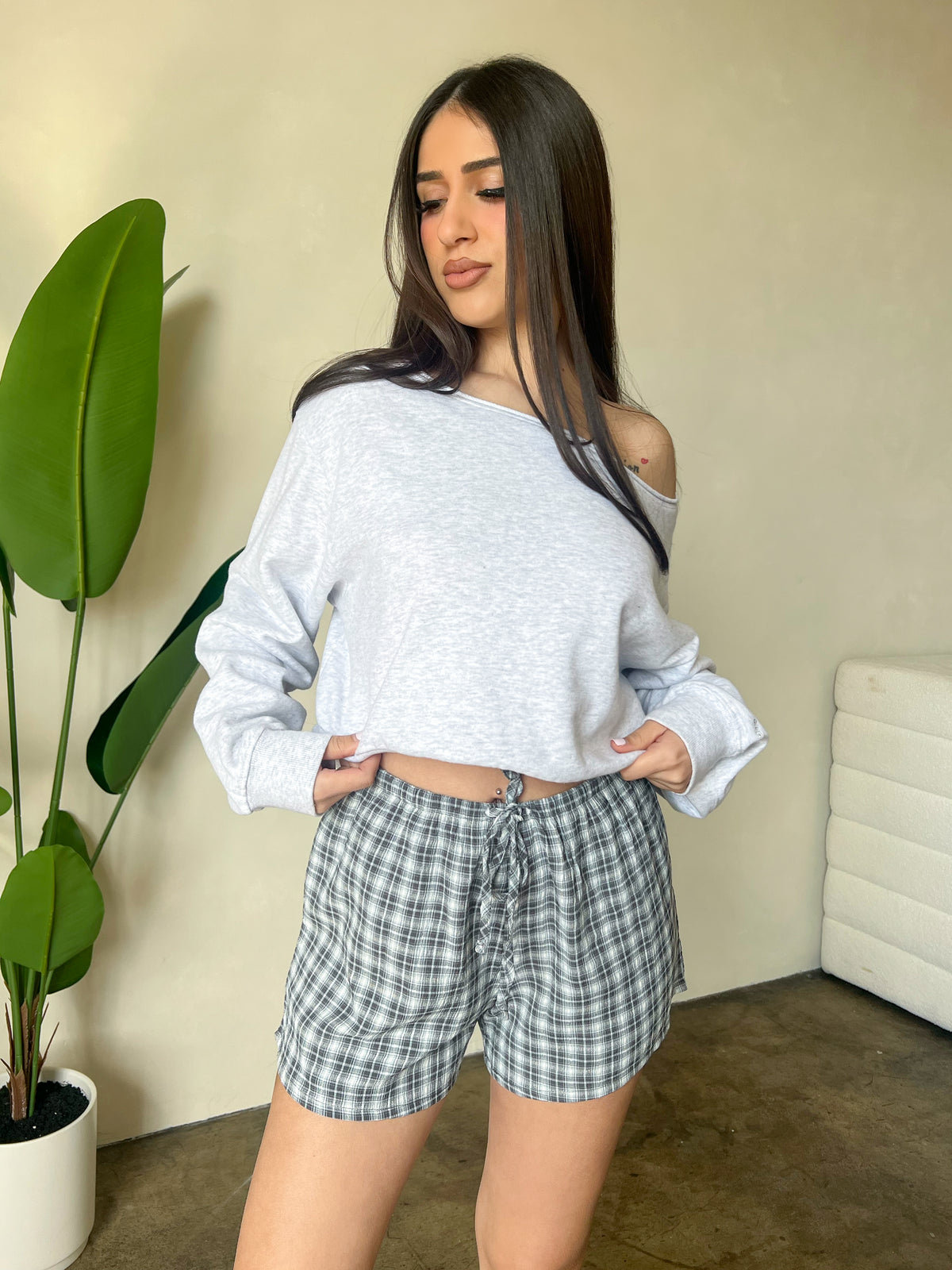 Alexis Plaid Shorts (Grey)