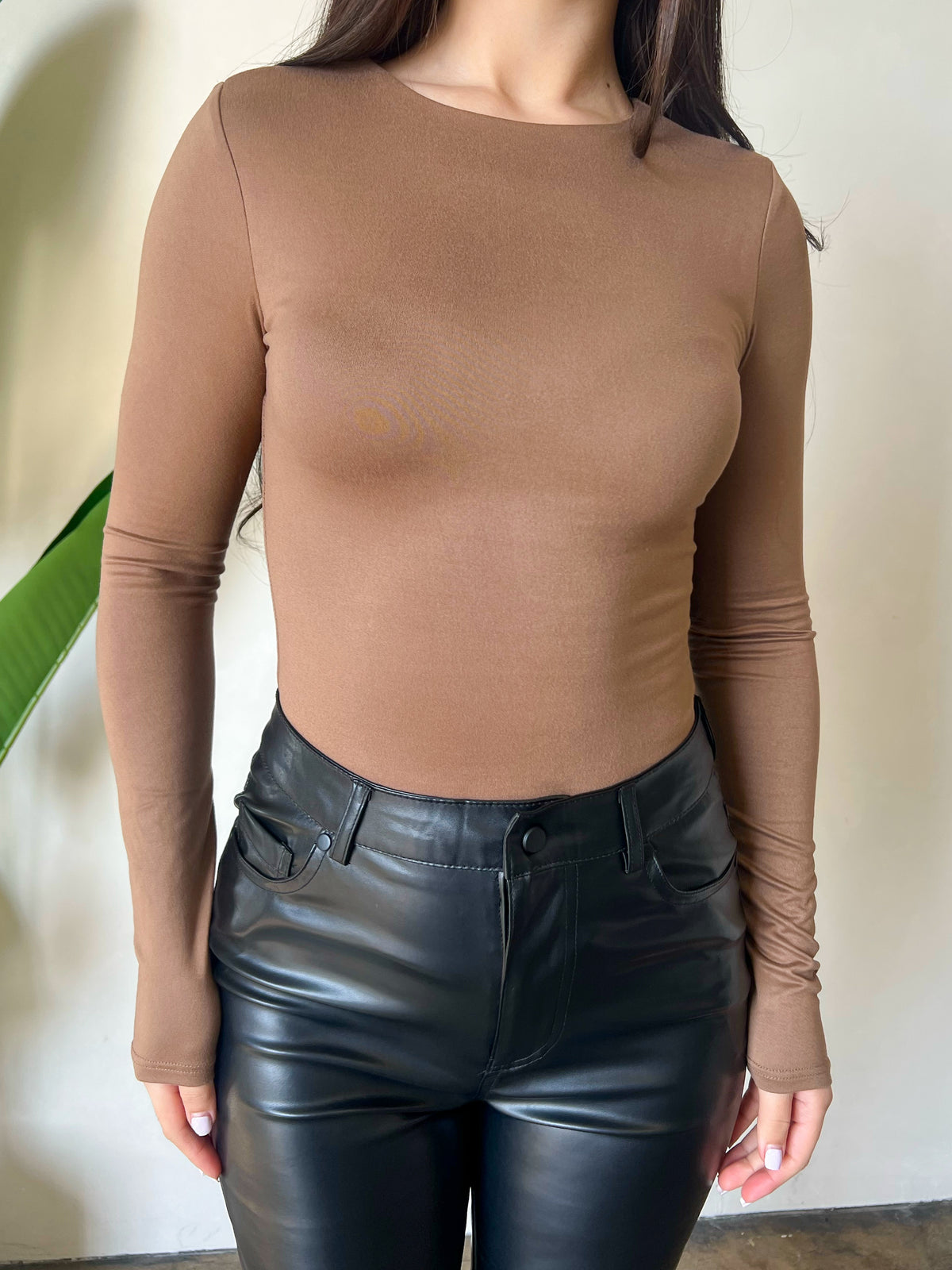 Ana Long Sleeve Bodysuit (Mocha)