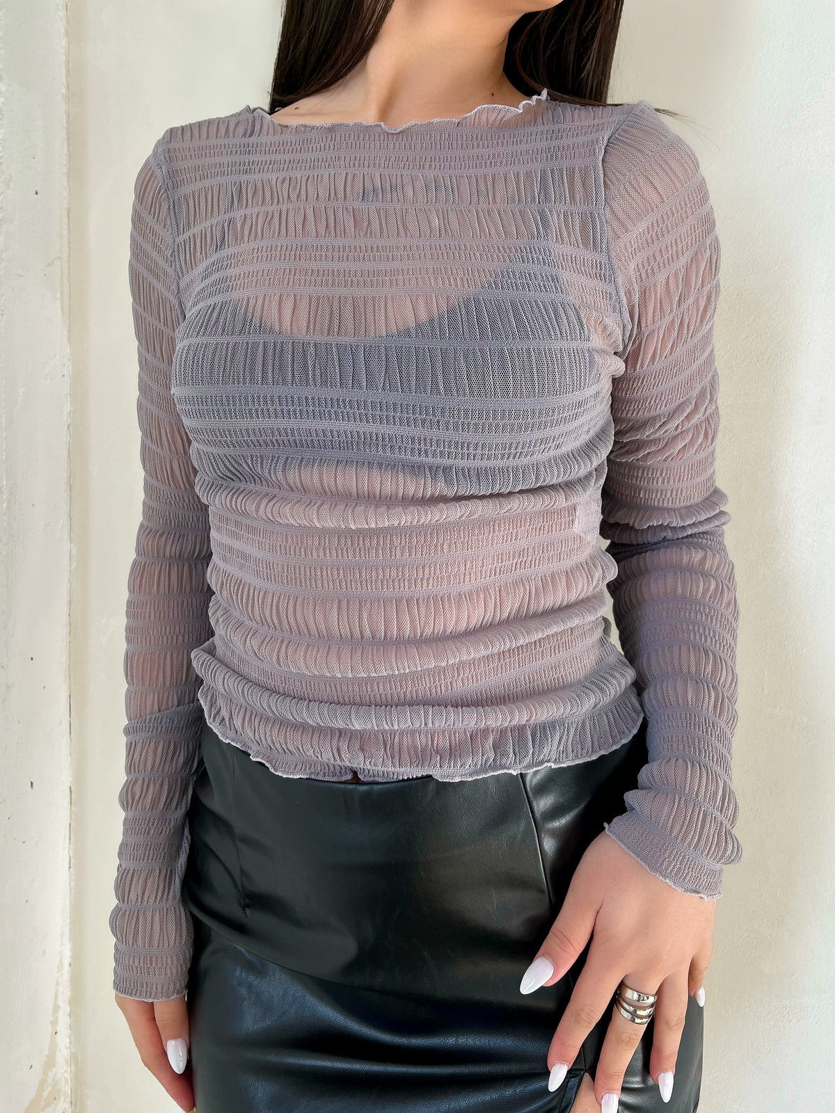 Claudia Mesh Top (Grey)