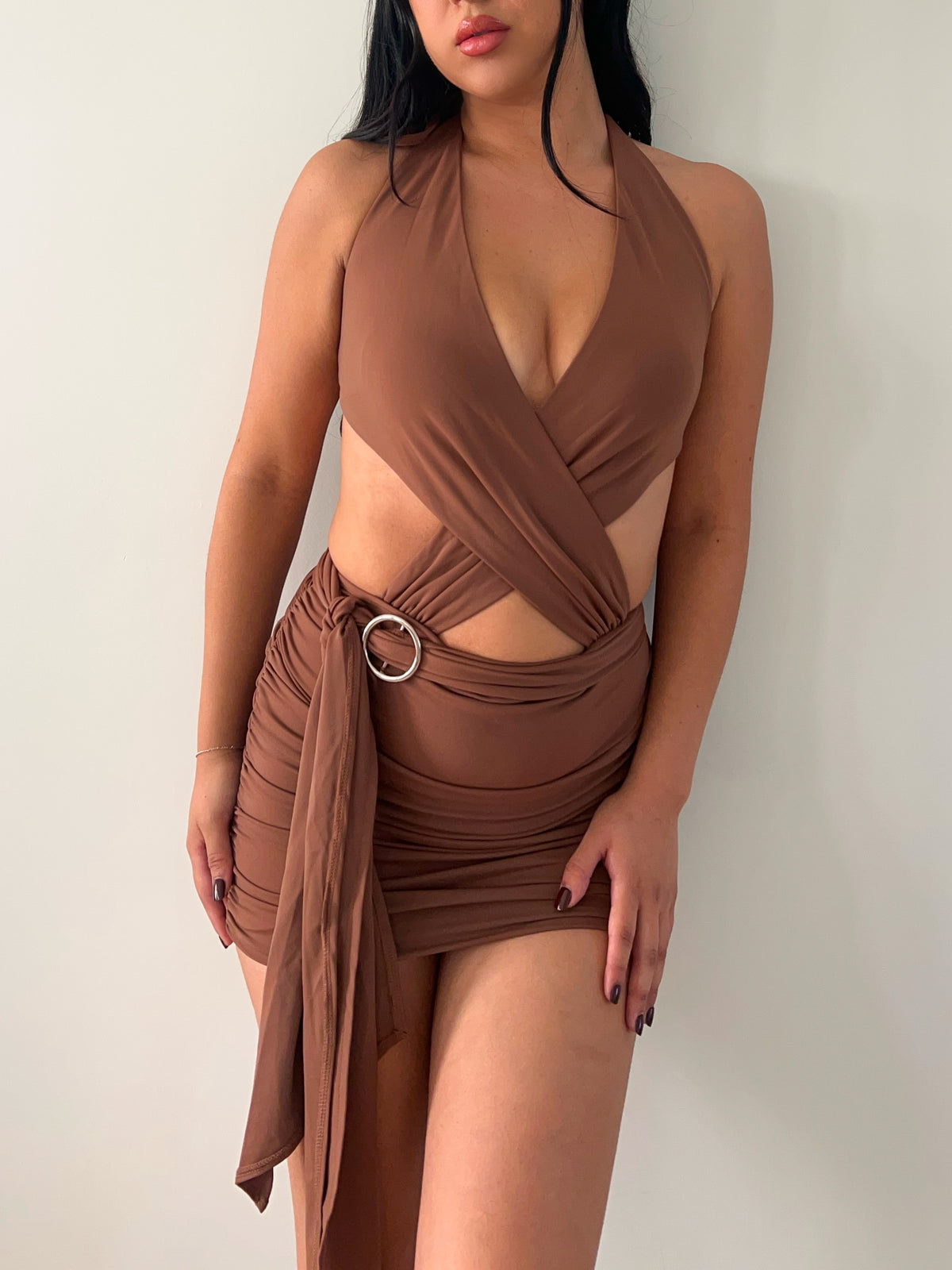 Cynthia Halter Dress (Brown)