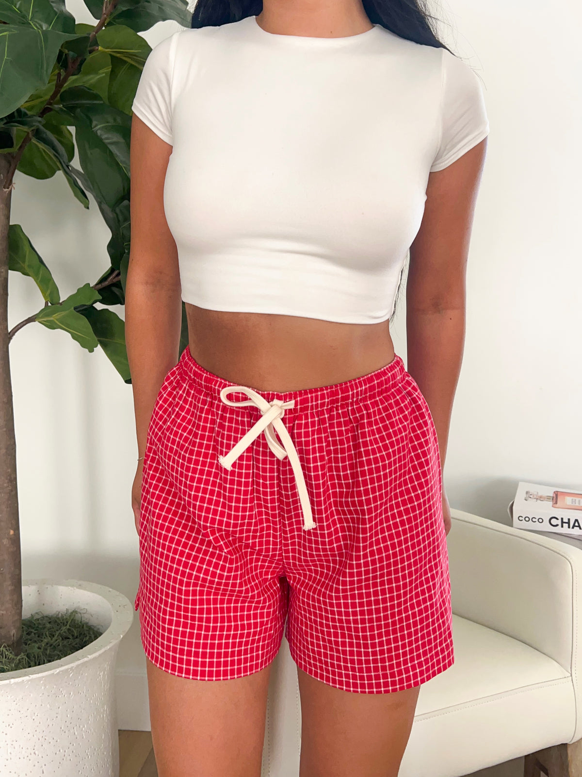 Diane Checkered Shorts (Red)