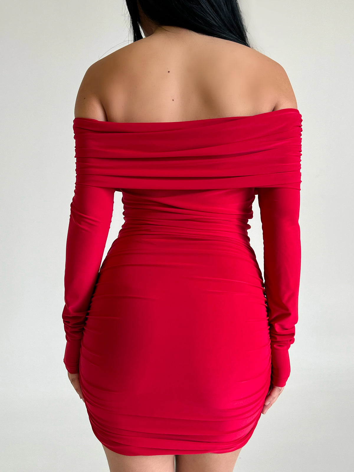red off the shoulder dress bodycon Bella and Bloom Boutique