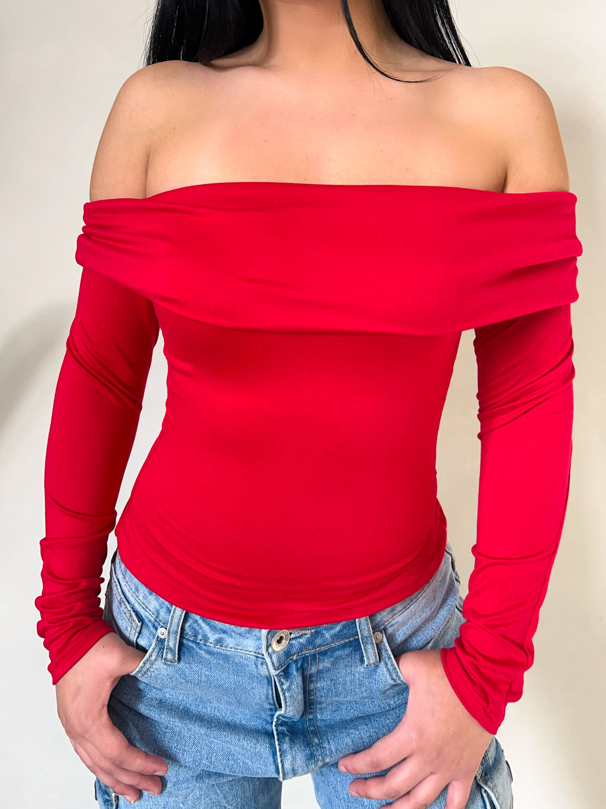 Deyna Off the Shoulder Top (Red)