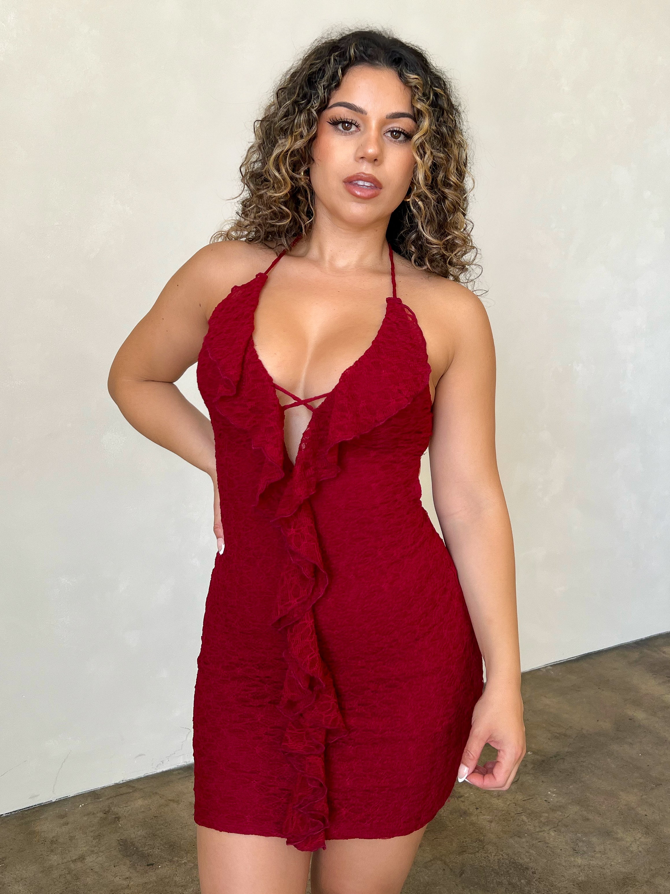 Paola Halter Dress (Burgundy) Medium Paola Halter Dress (Burgundy) Medium